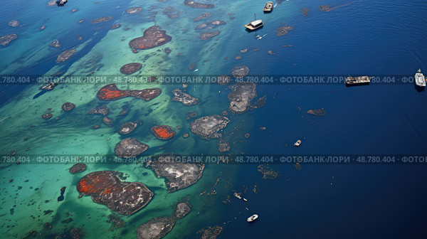 operation oil spill boom ai generated. Стоковое AI-изображение, AI-художник Vectorwin / Фотобанк Лори