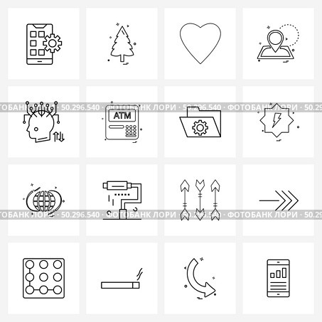 Pack of 16 Universal Line Icons for Web Applications ai, location, component, navigate, health Vector Illustration. Стоковая иллюстрация, агентство Ingram Publishing / Фотобанк Лори