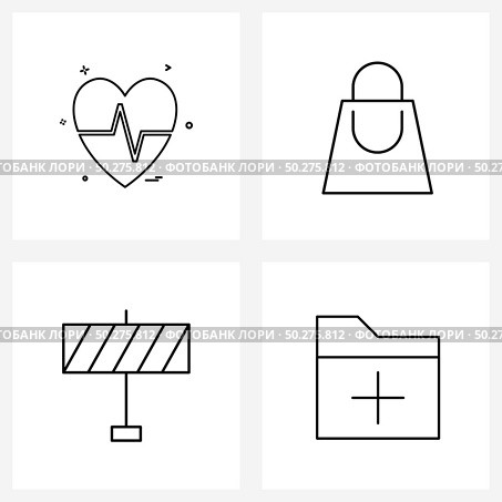 Pack of 4 Universal Line Icons for Web Applications heart; diversion; favorite; shopping; document Vector Illustration. Стоковая иллюстрация, агентство Ingram Publishing / Фотобанк Лори