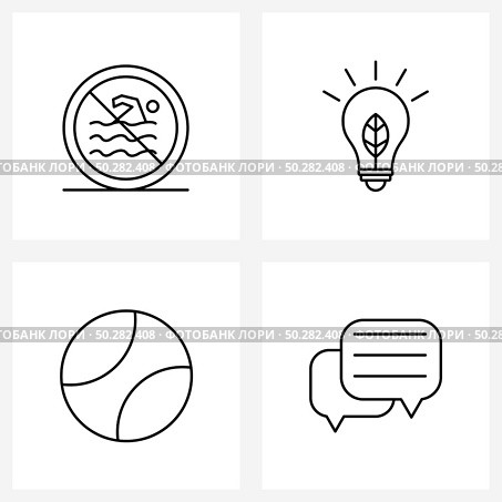 Pack of 4 Universal Line Icons for Web Applications swimming, sports, water, leaf, chat Vector Illustration. Стоковая иллюстрация, агентство Ingram Publishing / Фотобанк Лори