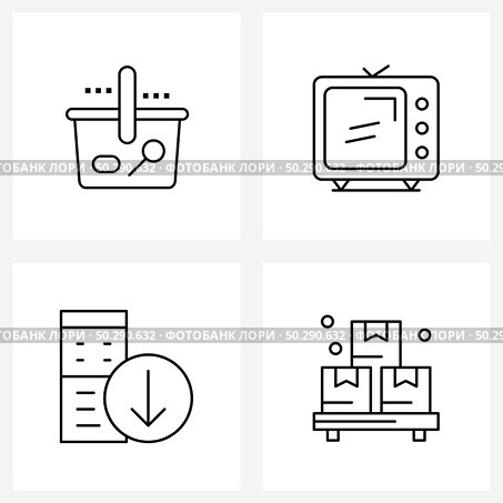 Pack of 4 Universal Line Icons for Web Applications basket, cpu, lollipop, marketing, down Vector Illustration. Стоковая иллюстрация, агентство Ingram Publishing / Фотобанк Лори