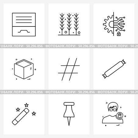 Pack of 9 Universal Line Icons for Web Applications tag hash, hash tag, setting, hash, box Vector Illustration. Стоковая иллюстрация, агентство Ingram Publishing / Фотобанк Лори