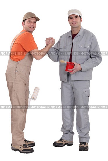 Painters forming a pact. Стоковое фото, агентство Ingram Publishing / Фотобанк Лори