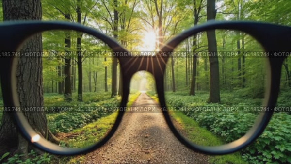 Pair of black glasses is shown with the sun shining through the lens. Стоковое AI-видео, аниматор Sergey Grishin / Фотобанк Лори