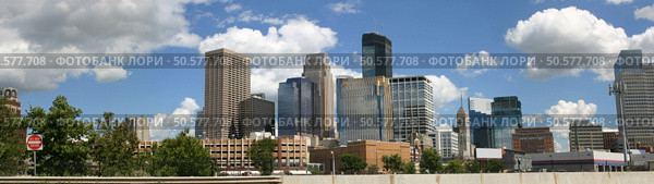 Panorama of downtown Minneapolis viewed from the northwest. Стоковое фото, агентство Ingram Publishing / Фотобанк Лори