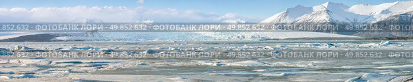 Panorama of vatnajokull Glacier Jokulsarlon lagoon Iceland. Стоковое фото, агентство Ingram Publishing / Фотобанк Лори