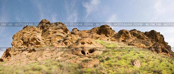 Панорама - песчанники горы Богдо ( Богдинско-Баскунчакский заповедник ) Стоковое фото, фотограф Павел Просянов / Фотобанк Лори