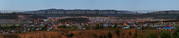 Панорамма вечернего села Инзер. Башкортостан (2016 год). Стоковое фото, фотограф Акиньшин Владимир / Фотобанк Лори