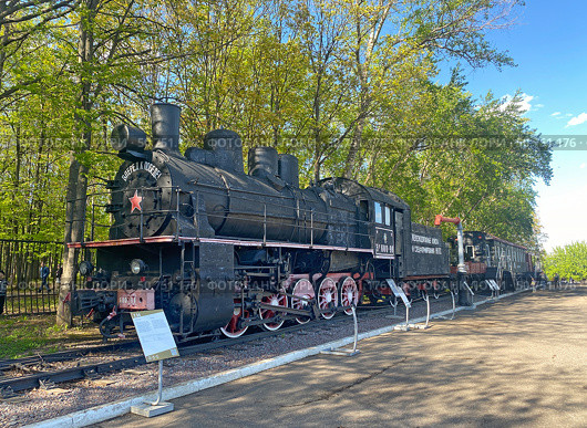 Паровоз товарный типа 0-5-0 серии «Эу». Филиал Музея Победы «Главные оружейные реликвии армии» (Музей Г.О.Р.А.) на Поклонной горе, Москва (2024 год). Редакционное фото, фотограф Мария Кылосова / Фотобанк Лори
