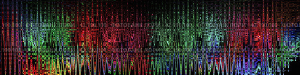 Pattern of colorful wavy lines on a black background. Abstract bright rainbow wavy background. 3D rendering. 3D illustration. Стоковая иллюстрация, иллюстратор Бузмакова Светлана / Фотобанк Лори