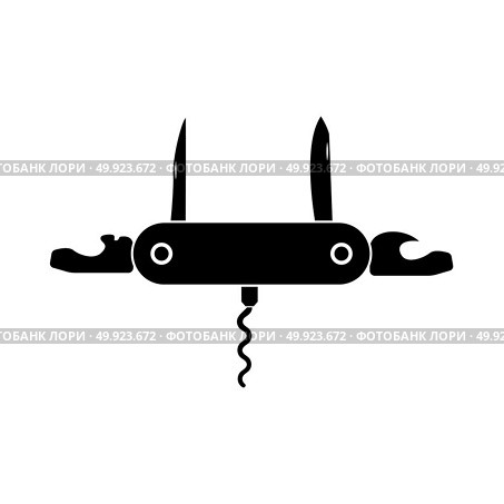 Penknife or pocket knife black icon . Стоковая иллюстрация, агентство Ingram Publishing / Фотобанк Лори