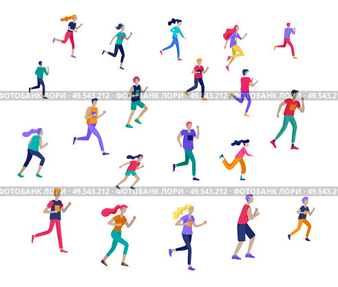 People Marathon Running Sport race sprint, concept illustration running men and women wearing sportswer in landscape. Jogging at Training. Healthy Active Speed Exercise. Cartoon Vector Illustration. People Marathon Running Sport race sprint, concept illustration running men and women wearing sportswer in landscape. Jogging at Training. Healthy Active Speed Exercise. Cartoon Vector. Стоковая иллюстрация, агентство Ingram Publishing / Фотобанк Лори