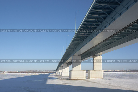 Пермь."Красавинский" мост через р.Кама. Стоковое фото, фотограф Павел Спирин / Фотобанк Лори