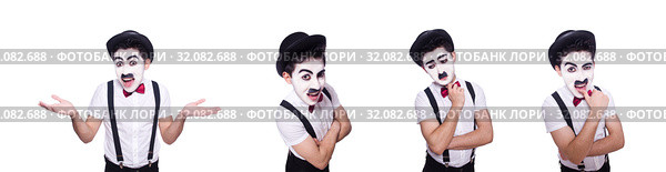 Personification of Charlie Chaplin on white. Стоковое фото, фотограф Elnur / Фотобанк Лори