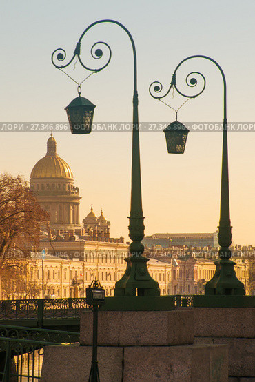 Петербургский пейзаж с фонарями (2009 год). Стоковое фото, фотограф Александр Алексеев / Фотобанк Лори
