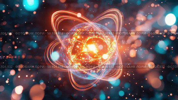 photon lighting up quantum particle ai generated. Стоковое AI-изображение, AI-художник Vectorwin / Фотобанк Лори