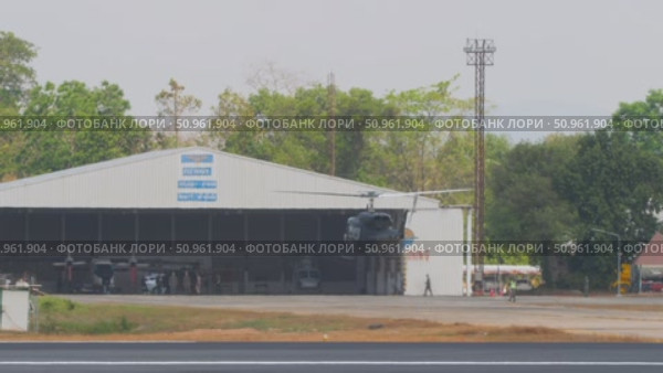 Phuket airfield, hangar, helicopter. Редакционное видео, видеограф Игорь Жоров / Фотобанк Лори