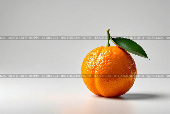 Picture of fresh ripe mandarin at isolated white background. Illustration of mandarine for design project, poster, banner, logotype. Fresh fruits concept. Copy ad text space. Generative Ai image. Стоковое AI-изображение, AI-художник Aleksandr Golubev / Фотобанк Лори