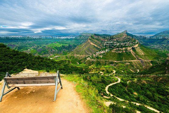 Picturesque view from Aivazovsky observation point to the village of Gunib. Dagestan. Стоковое фото, фотограф Константин Лабунский / Фотобанк Лори