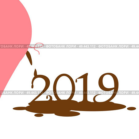 pig shit 2019. Vector Illustration. Cartoon funny pig. Стоковая иллюстрация, агентство Ingram Publishing / Фотобанк Лори