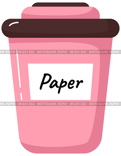 Pink trash can with inscription for collecting paper garbage, zero waste concept isolated on white. People sort trash care for environment. Healthy world and humanity. Paper rubbish in dumpster. Pink large trash can with inscription for collecting paper garbage, zero waste concept. Стоковая иллюстрация, агентство Ingram Publishing / Фотобанк Лори