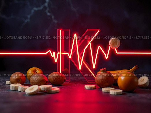 Пищевая добавка Калий (K) / Potassium (K) Стоковое AI-изображение, AI-художник Александр Селезнев / Фотобанк Лори