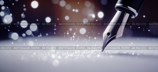 Письмо перьевой ручкой с блестками. Стоковое AI-изображение, AI-художник Александр Жуков / Фотобанк Лори