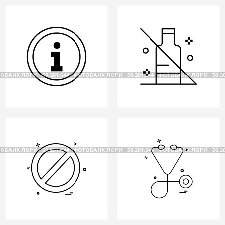 Pixel Perfect Set of 4 Vector Line Icons such as info, cancel, drinks, not, medicine Vector Illustration. Стоковая иллюстрация, агентство Ingram Publishing / Фотобанк Лори