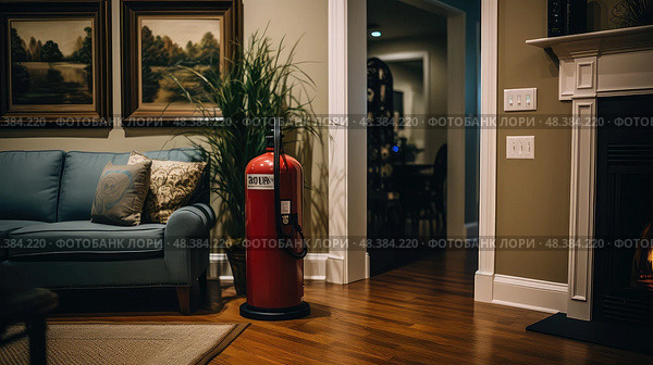 place home fire extinguisher ai generated. Стоковое AI-изображение, AI-художник Vectorwin / Фотобанк Лори