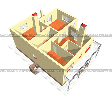 Планировка квартиры 3d. Стоковая иллюстрация, иллюстратор Дудакова / Фотобанк Лори