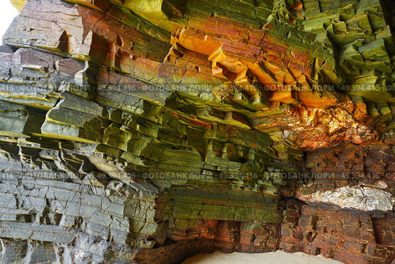 Playa las catedrales Catedrais beach in Ribadeo Galicia of Lugo Spain. Стоковое фото, агентство Ingram Publishing / Фотобанк Лори