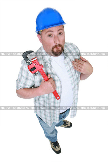 Plumber grimacing. Стоковое фото, агентство Ingram Publishing / Фотобанк Лори