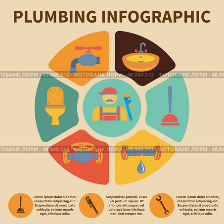 Plumbing service infographic icons set pith pie chart vector illustration. Стоковая иллюстрация, агентство Ingram Publishing / Фотобанк Лори