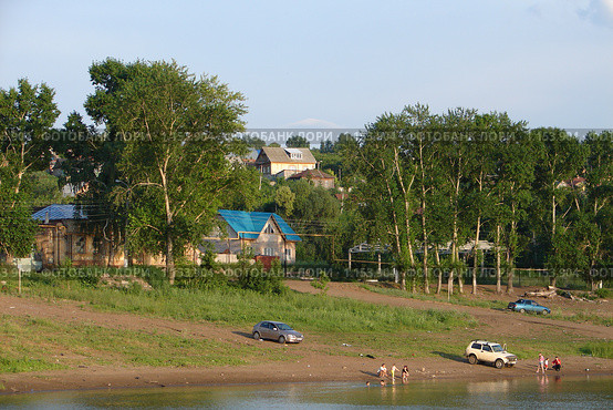 Пляж на реке Белой. Бирск, Башкирия. (2008 год). Стоковое фото, фотограф Анна Магид / Фотобанк Лори