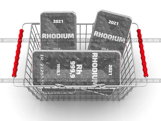 Покупка слитков родия. Слитки родия высшей пробы в продуктовой корзине. Стоковая иллюстрация, иллюстратор WalDeMarus / Фотобанк Лори