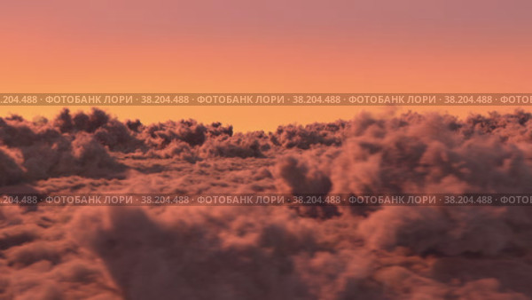 Полёт над Кинематографичными Красными Облаками на Закате. Бесконечный Цикл. Стоковая анимация, аниматор Max Konnov / Фотобанк Лори
