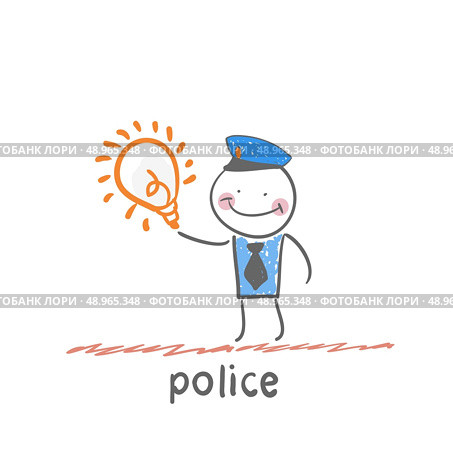 police. Fun cartoon style illustration. The situation of life. Стоковая иллюстрация, агентство Ingram Publishing / Фотобанк Лори