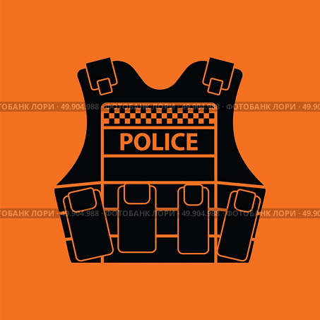 Police vest icon. Orange background with black. Vector illustration. Стоковая иллюстрация, агентство Ingram Publishing / Фотобанк Лори