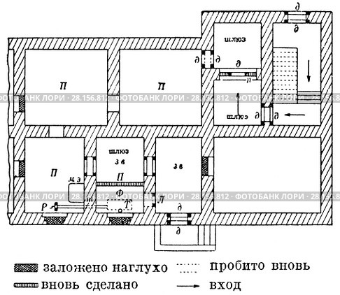 Полуподвал в здании, приспособленный под газоубежище. Стоковая иллюстрация, иллюстратор Макаров Алексей / Фотобанк Лори