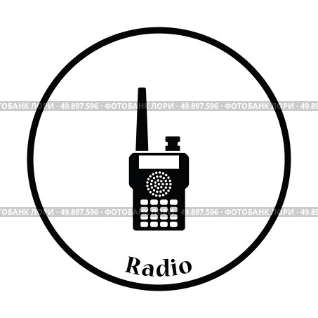Portable radio icon. Thin circle design. Vector illustration. Стоковая иллюстрация, агентство Ingram Publishing / Фотобанк Лори