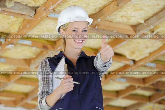 portrait of a cheerful female architect. Стоковое фото, агентство Ingram Publishing / Фотобанк Лори