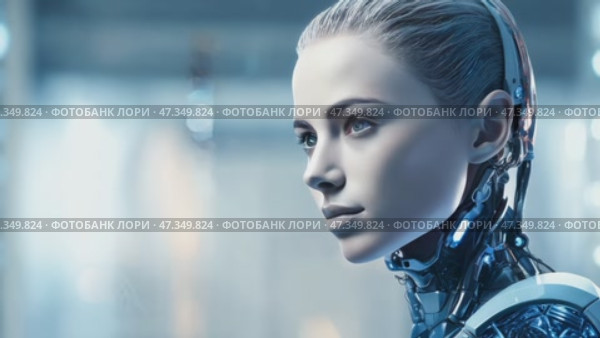 Portrait of a woman symbolically turning into virtual human, virtual character, or digital clone, using computer-generated from the real persona. AI artificial intelligence. Стоковое AI-видео, аниматор ALLA YURTAYEVA / Фотобанк Лори