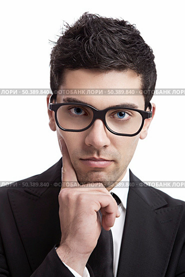 Portrait of a young and fashion businessman with nerd glasses. Стоковое фото, агентство Ingram Publishing / Фотобанк Лори