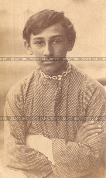 Портрет молодого человека в косоворотке. 1873 год. Стоковое фото, фотограф Retro / Фотобанк Лори