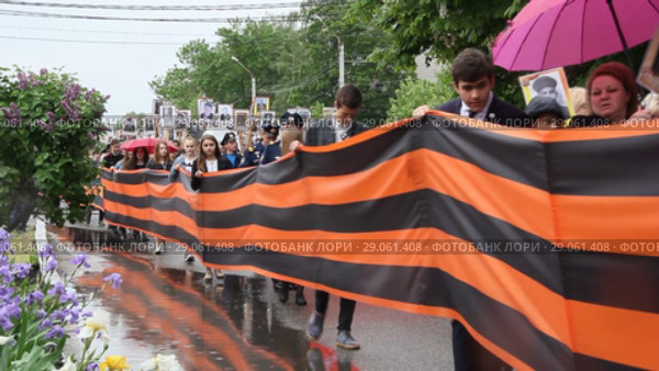 Праздник День Победы в Приморско-Ахтарске 9 мая 2018 года. Редакционное видео, видеограф Олег Хархан / Фотобанк Лори