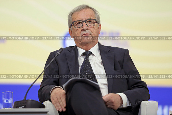 Председатель Европейской комиссии Жан-Клод Юнкер (Jean-Claude Juncker) на Петербургском международном экономическом форуме ПМЭФ-2016. Редакционное фото, фотограф Игорь Долгов / Фотобанк Лори