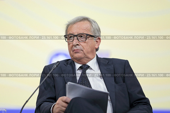 Председатель Европейской комиссии Жан-Клод Юнкер (Jean-Claude Juncker) на Петербургском международном экономическом форуме ПМЭФ-2016. Редакционное фото, фотограф Игорь Долгов / Фотобанк Лори