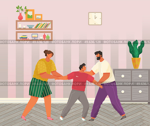 Problems and conflict in family, fight and arguing, quarreling over child in family. Cartoon angry parents swearing. Unhappy boy teenager. Dispute man and woman. Toxic relationships between people. Problems and conflict in family, fight and arguing, quarreling over child in family. Unhappy boy. Стоковая иллюстрация, агентство Ingram Publishing / Фотобанк Лори