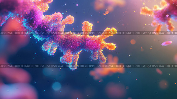 protein abstract visualization of antibody cell ai generated. Стоковое AI-изображение, AI-художник Vectorwin / Фотобанк Лори