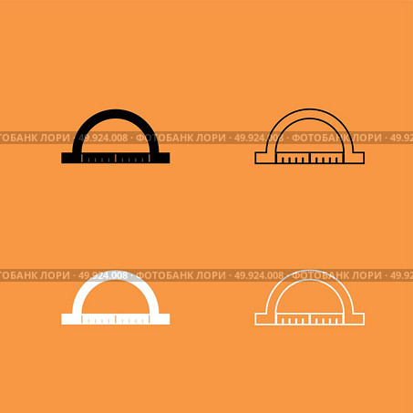 Protractor black and white set icon . Стоковая иллюстрация, агентство Ingram Publishing / Фотобанк Лори